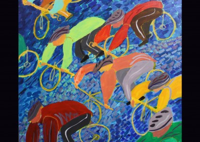 Downhill Racers 30 X 30  Acrylic on Paper