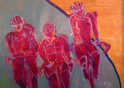 Red Riders 19 X 24 Acrylic on Paper