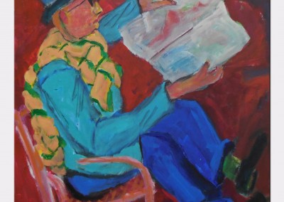 Man reading paper, can't see 24 X 24 Acrylic on canvas