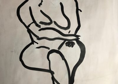 Sitting Nude 24x18 India Ink on Paper