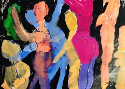 Dancing Ladies 16x12 Acrylic on Palette Paper